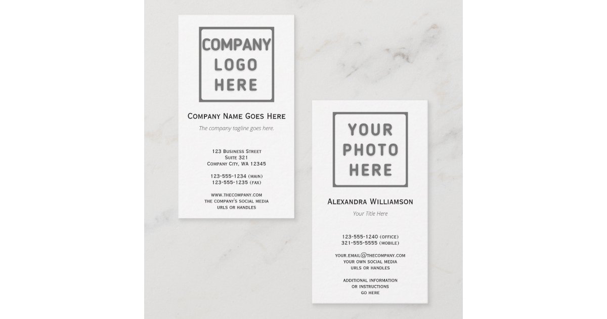 Photo Logo Plain Double-Sided Business Card | Zazzle