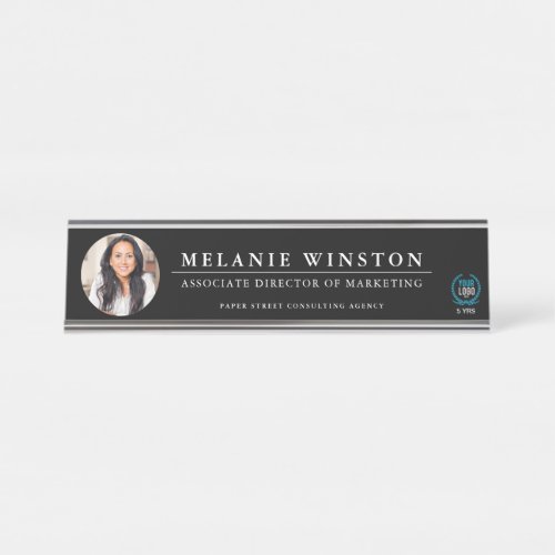 Photo  Logo Professional Office Personalized Blk Desk Name Plate