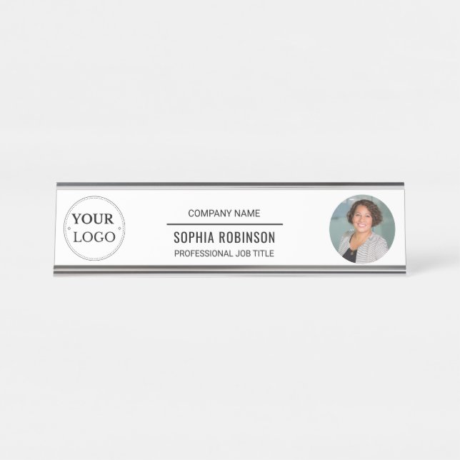 Photo Logo Professional Office Personalized  Desk Name Plate (Front)