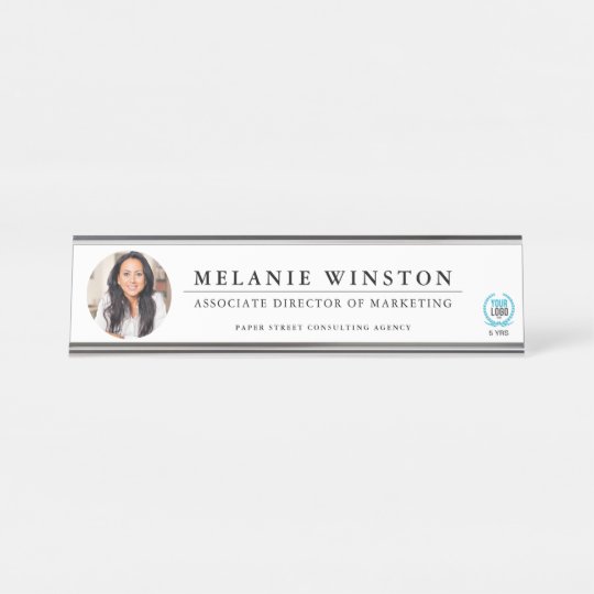 Photo Logo Professional Office Personalized Desk Name Plate