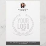 Photo | Logo Professional Office Personalized Letterhead<br><div class="desc">A customized Business Stationery Letterhead featuring a unique set of elements to create the perfect piece of stationery for your desk correspondence. It features a spot for you to add your own personal photo or possibly a photo of your company building or workplace. It also includes a section to upload...</div>