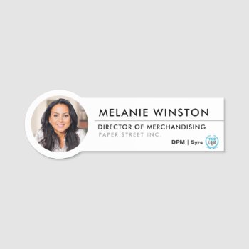 Photo | Logo Professional Office Personalized Name Tag by colorjungle at Zazzle