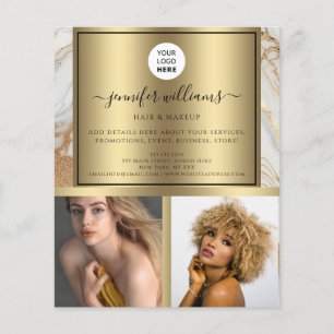 Photo Logo Promotional Gold White Marble Modern Flyer