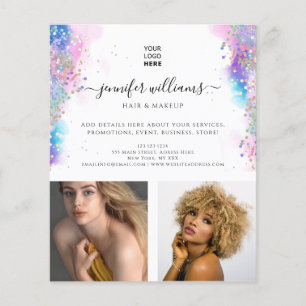 Photo Logo Promotional Watercolor Holo Glitter Flyer