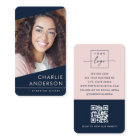 Photo logo QR code modern dark blue professional