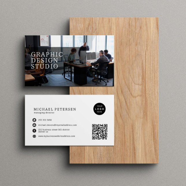 Photo logo QR code modern professional simple Business Card (Creator Uploaded)