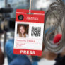Photo logo QR CODE press pass ID Badge