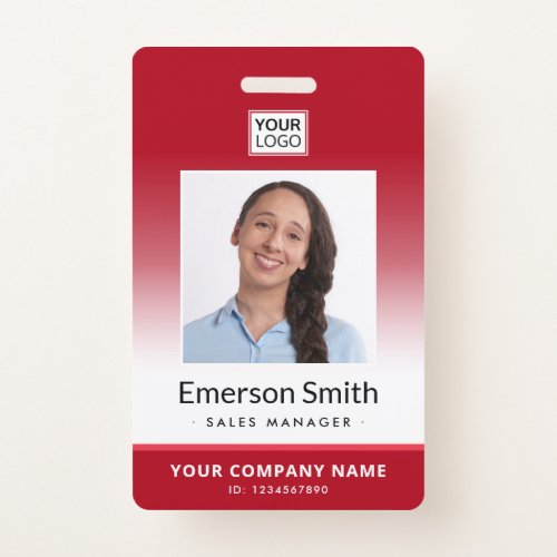Photo logo red gradient modern employee id badge