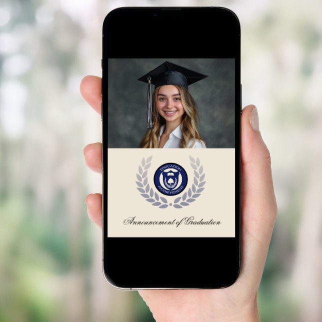 Photo Logo School College Graduation Announcements (Front Digital)