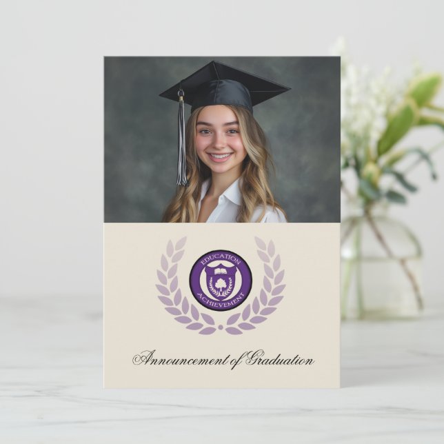 Photo Logo School College Graduation Announcements (Standing Front)