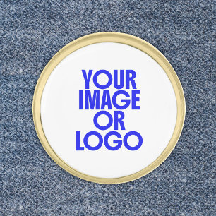 Photo Logo Simple White Gold Finish Lapel Pin