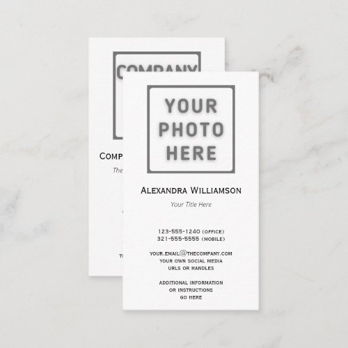 Photo Logo Template Plain Double_Sided Vertical Business Card