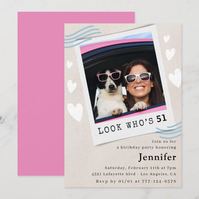 Photo  Look who's turning 51st birthday Invitation (Front/Back)