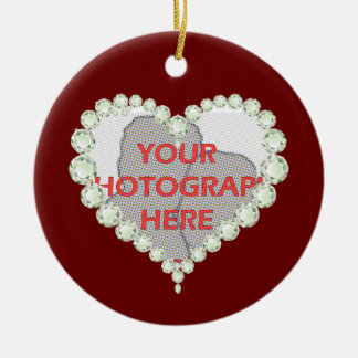 Photo Love Heart Diamond Anniversary Memento Ceramic Ornament
