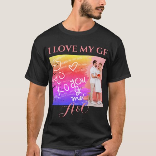 Photo Love My Girl Friend XOXO Rainbow Watercolor T_Shirt