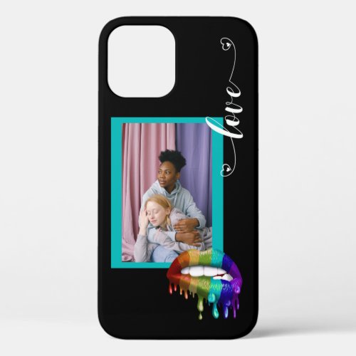 Photo Love Pride Rainbow Biting Lips Dripping  iPhone 12 Pro Case