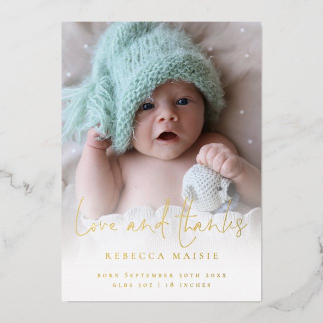 Photo  Love Thanks Birth Announcement Luxury (Front)