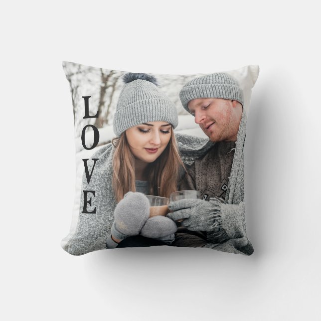 Photo LOVE Typography Keepsake Throw Pillow (Front)