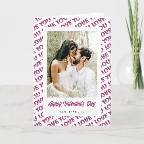 Photo Love You Pink Hearts Valentines Day Holiday Card