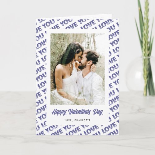 Photo Love You Purple Hearts Valentines Day Holiday Card
