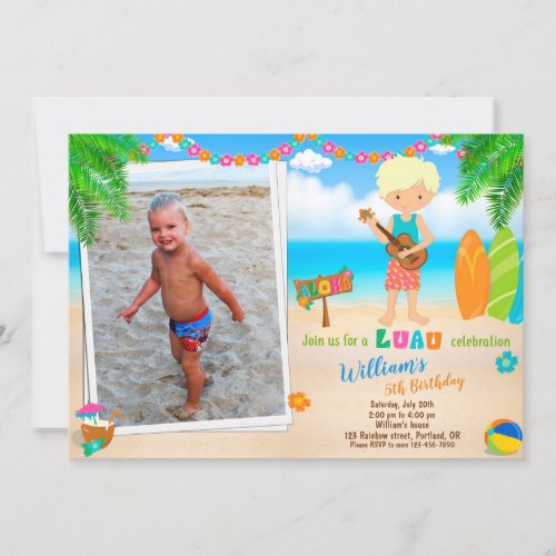 Photo Luau birthday invitation Hawaiian invitation