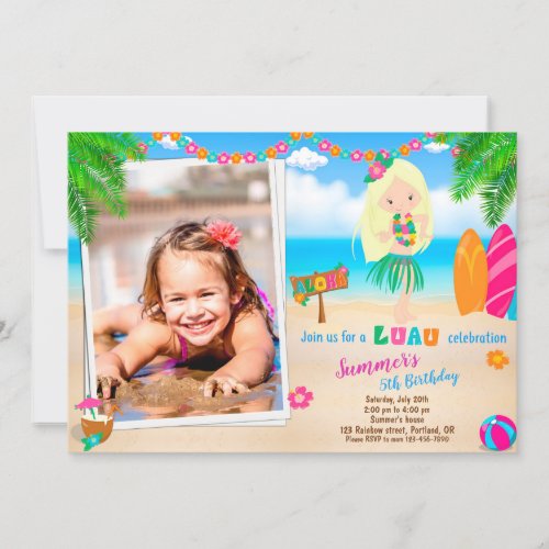 Photo Luau birthday invitation Hawaiian invitation