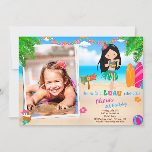 Photo Luau birthday invitation Luau invitation 1st