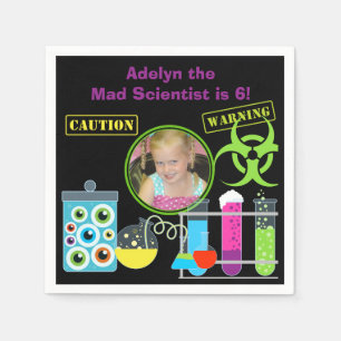 Photo Mad Scientist Birthday Paper Napkins