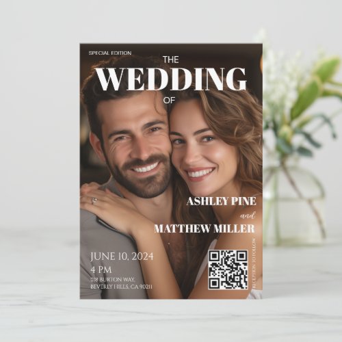 Photo Magazine Cover Newspaper Unique Wedding  Invitation