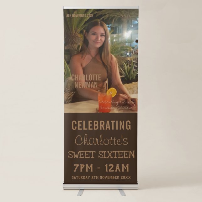 Photo Magazine Cover Sweet Sixteen Welcome Retractable Banner (Front)