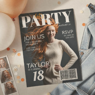 Photo Magazine Style 18th Birthday Invitation