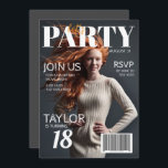 Photo Magazine Style 18th Birthday Invitation<br><div class="desc">Send them an invitation to remember!  Customize this magazine cover inspired design with your favorite picture and party details.  You can even edit the design to move the text around,  change colors,  fonts and sizes,  so that it will look great with any picture you choose!</div>