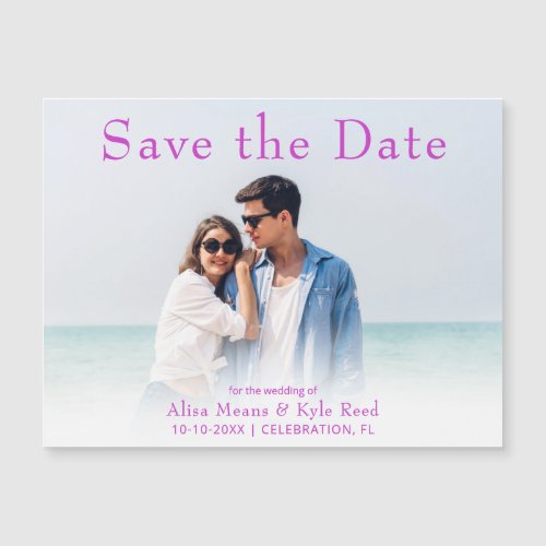 Photo Magenta Save the Date Announcement Magnet
