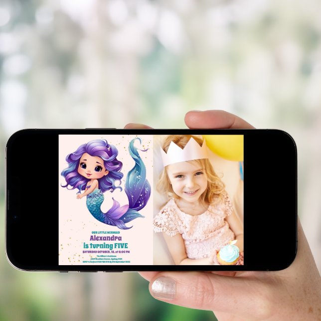 Photo Magical Mermaid Birthday Invitation (Front Digital)