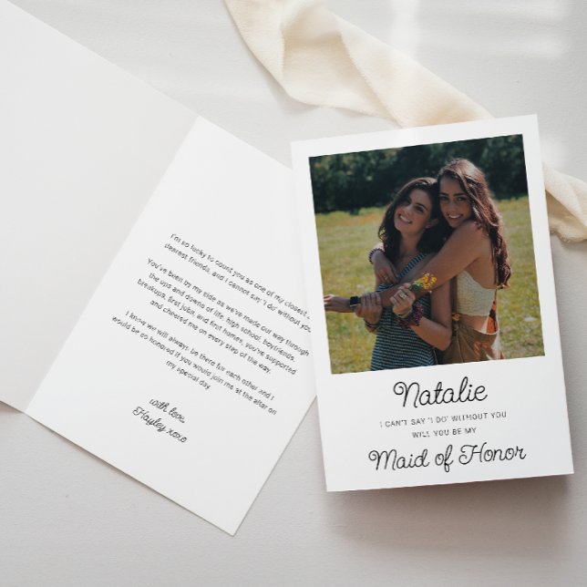 Photo Maid Of Honor Proposal Folded Card (Maid of Honor Proposal Card Photo)