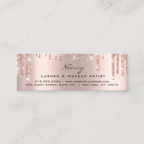 Photo Makeup Artist Eyelashes Brow Rose Gold Small Mini Business Card