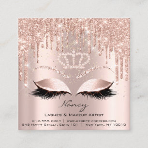 Photo Makeup Artist Eyelashes Brow Rose Gold Vip1 Square Business Card