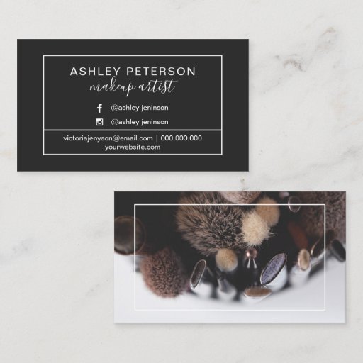 Customizable Photo makeup artist frame typography business card