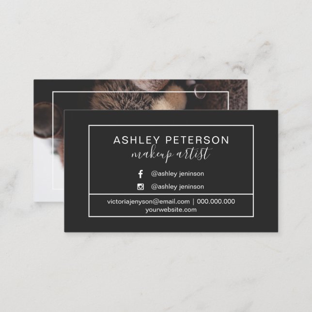 Photo makeup artist frame typography business card (Front/Back)