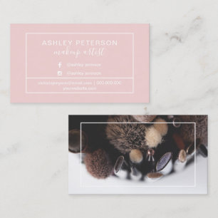 Photo makeup artist frame typography pink business card