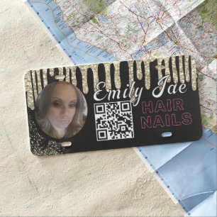 Photo Makeup Salon Personalized Business QR Code License Plate