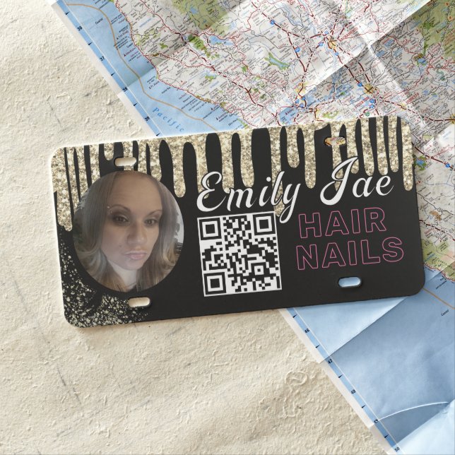 Photo Makeup Salon Personalized Business QR Code License Plate (In Situ)