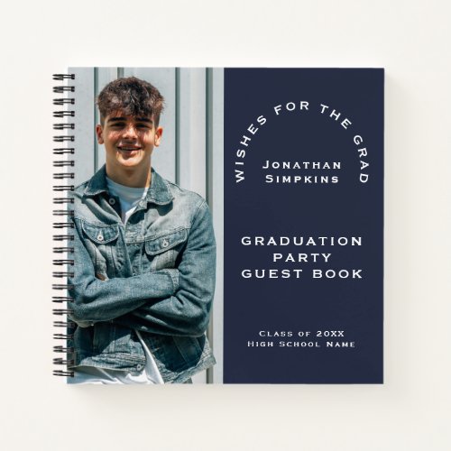 Photo Male Graduation 2024 Party Navy Guest Book