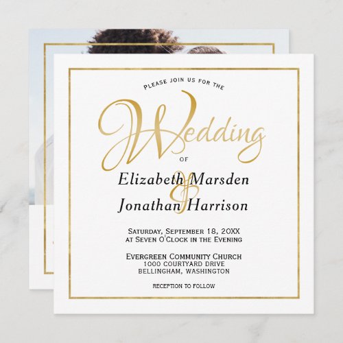 Photo Many Waters Scripture Elegant Gold Script Invitation