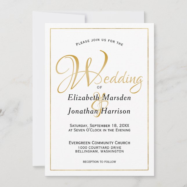 Photo Many Waters Scripture Elegant Gold Script Invitation (Front)