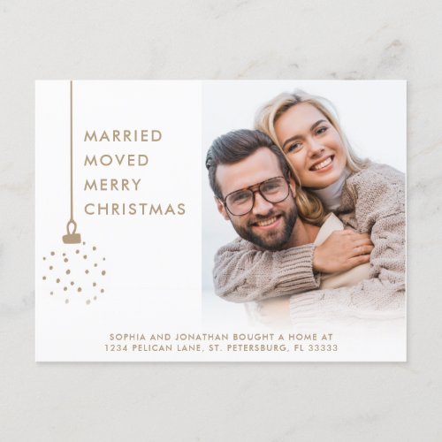 Photo Married Moved Merry Christmas Holiday Postcard