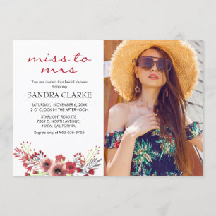 Photo Marsala Watercolor Floral Bridal Shower Invitation