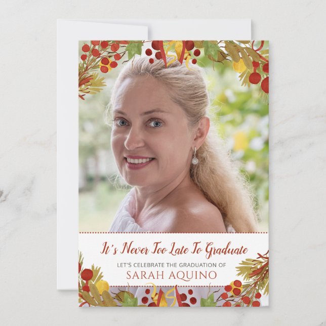 Photo Mature Woman Graduation Party Invitation (Front)