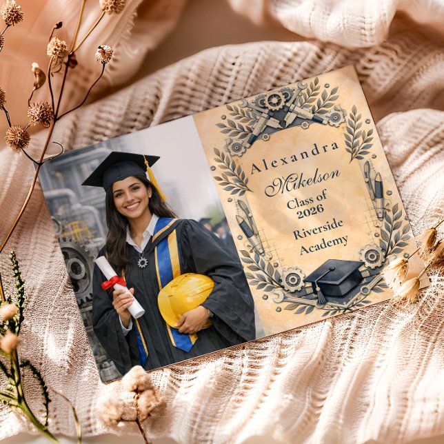 Photo Mechanical Engineering Degree Graduation Announcement (Creator Uploaded)