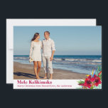 Photo Mele Kalikimaka Christmas Cards<br><div class="desc">Mele Kalikimaka Christmas Photo Holiday Cards. This modern simple holiday card design features a red typography greeting „Mele Kalikimaka” with watelcolor burgundy red yellow hibiscus tropical floral and leaf arrangement. At the backing burgundy color background. You can personalize the design by replacing the sample text and horizontal photo. #3352 If...</div>